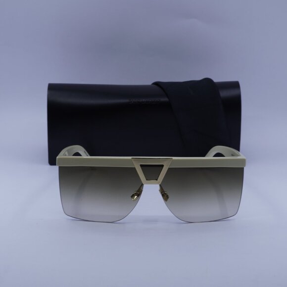 Saint Laurent SL537 PALACE 002 Shield Sunglasses - Ivory/Brown - Picture 3 of 13